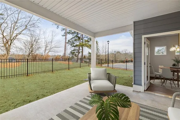 a view of outdoor space with seating