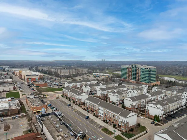 an aerial view of a city