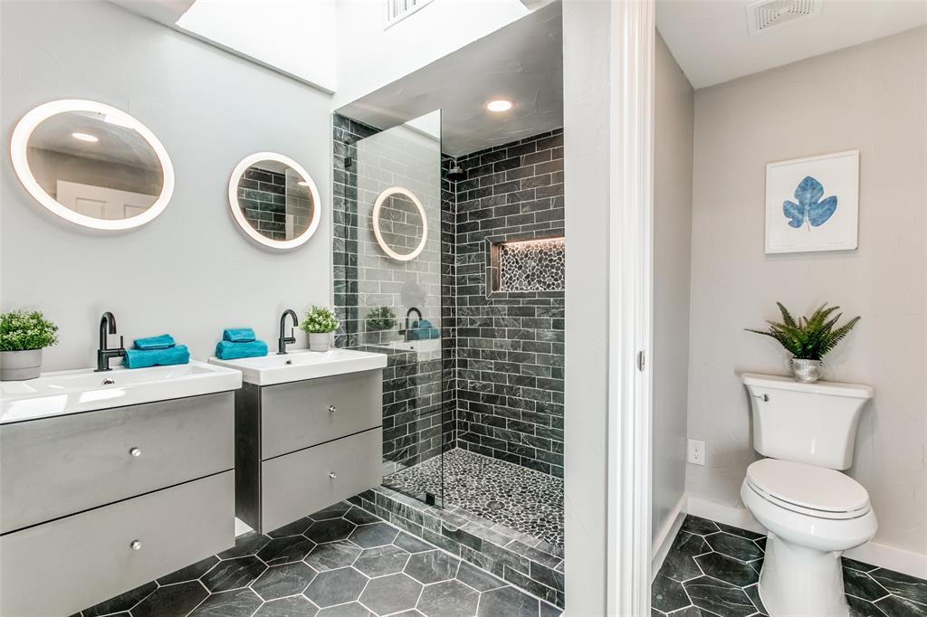 2010 North Locust Street Denton, TX 76209 - Photo 16 of 39 Gorgeous Master Bath with New Skylight!