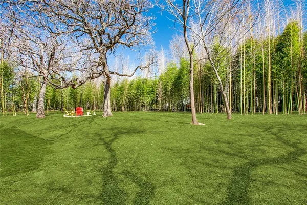 a backyard of a house with lots of green space