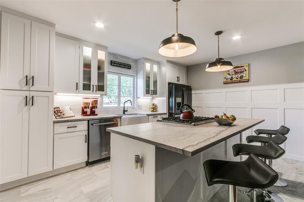 2010 North Locust Street Denton, TX 76209 - Photo 8 of 39 View of Beautiful, New White Cabinets and Designer Warehouse Lighting!