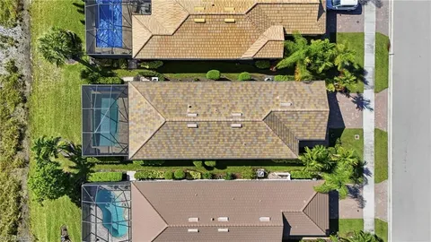 an aerial view of a house