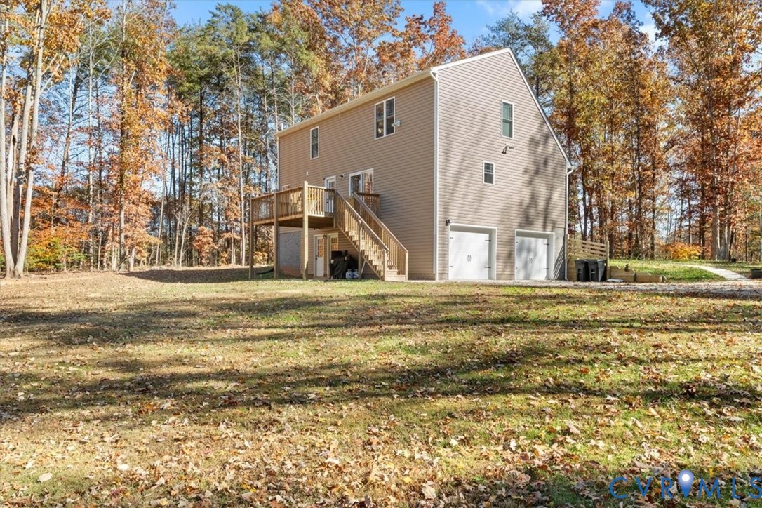 2715 Ballsville Road Powhatan, VA 23139 - Photo 5 of 30 Rear view of house with stairway, a wooden deck, a