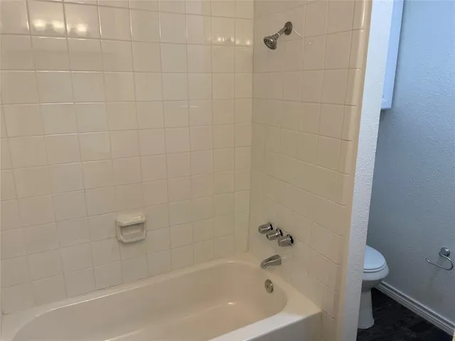 a bathroom with a bathtub