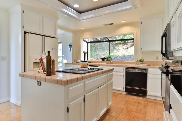 a living room with furniture a lamp and a potted plant