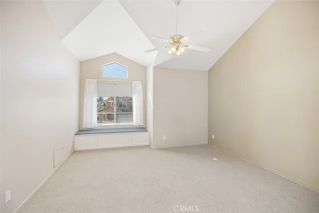 an empty room with a bathroom