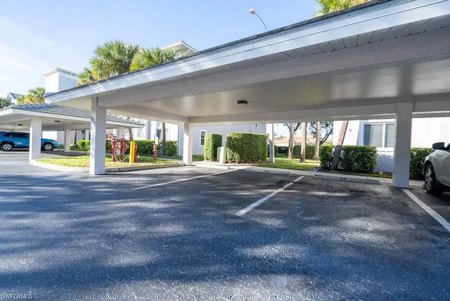 a view of a building with a garden