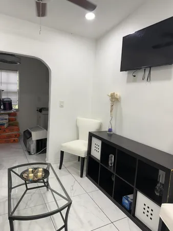 a living room with furniture