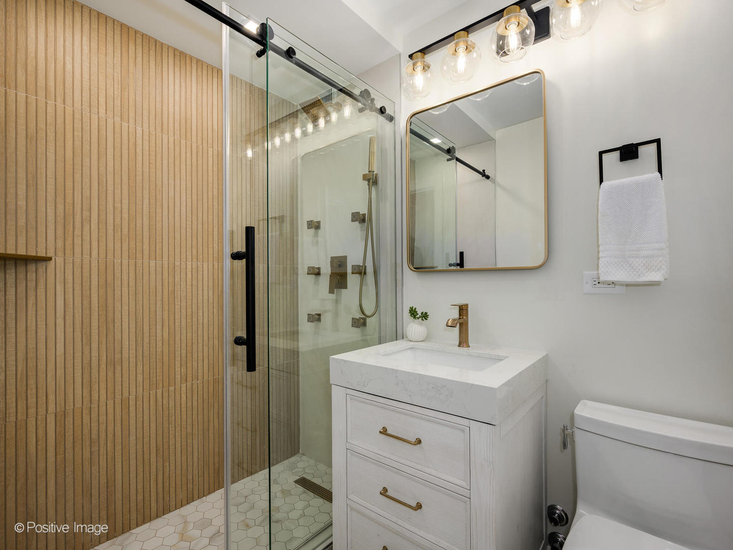 1355 North Sandburg Terrace, Unit 2201D Chicago, IL 60610 - Photo 23 of 44 a bathroom with a sink a toilet and shower