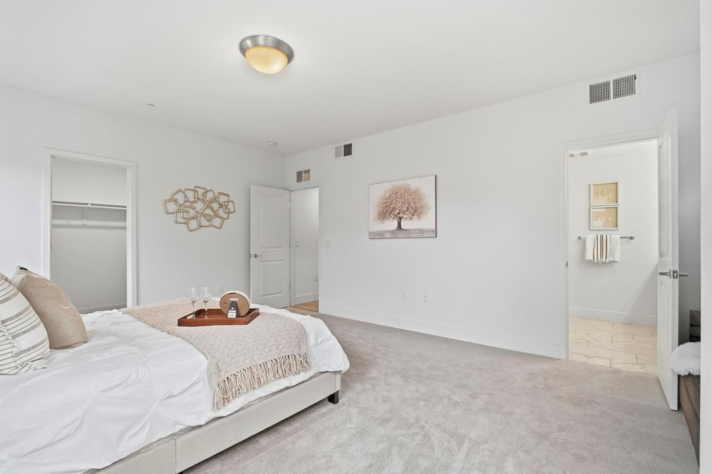 385 Line Street Hayward, CA 94544 - Photo 21 of 38 a bedroom with a bed and a wall painting