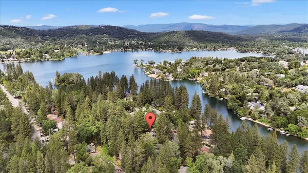 a view of lake and mountain