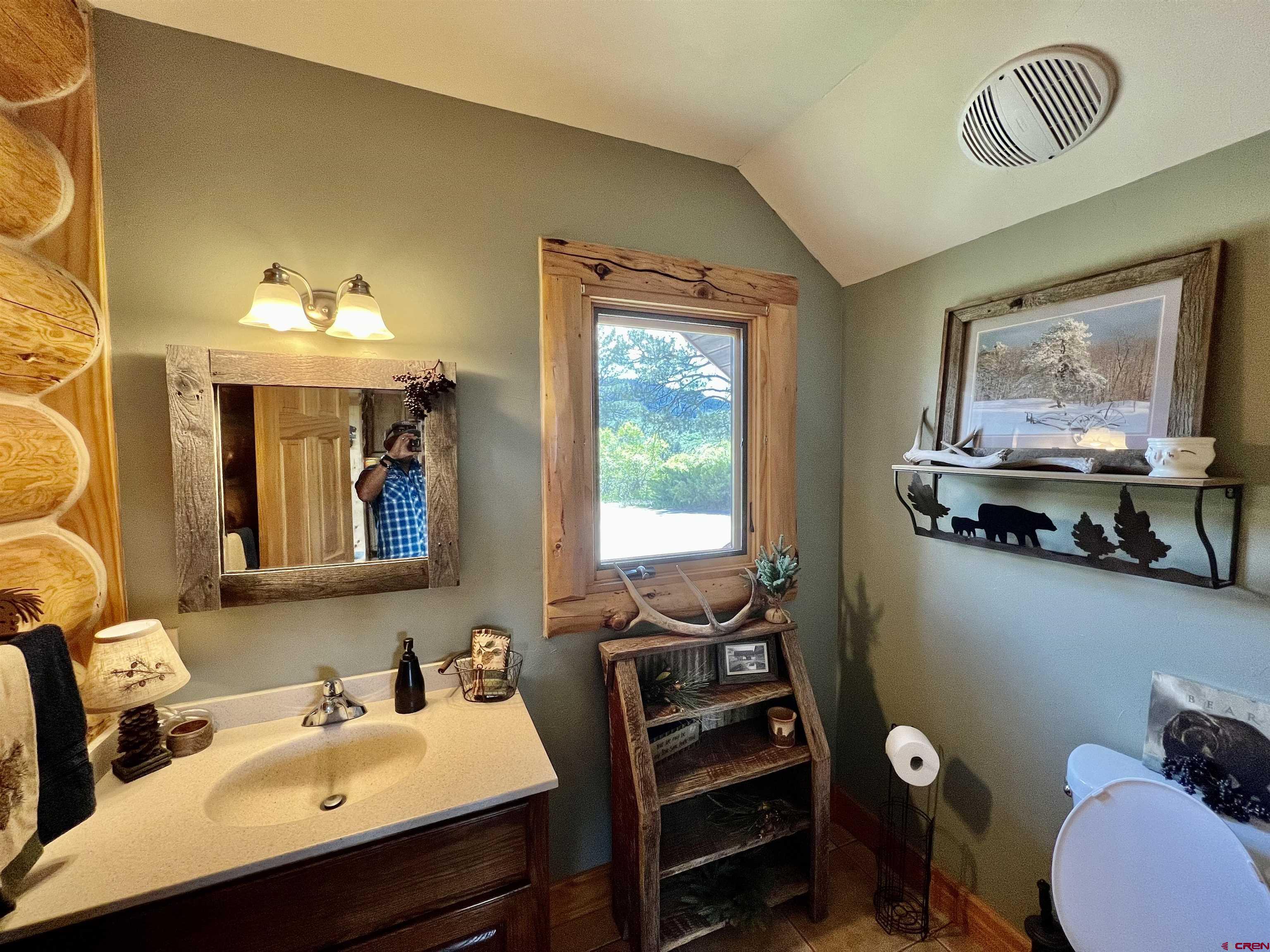 1329 B Spg Vly Rnch Road, Unit ELK HAVEN Chromo, CO 81128 - Photo 24 of 33 a bathroom with a sink mirror and toilet