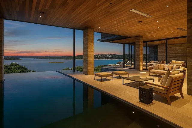 a view of a patio with couches chairs potted plants and a table