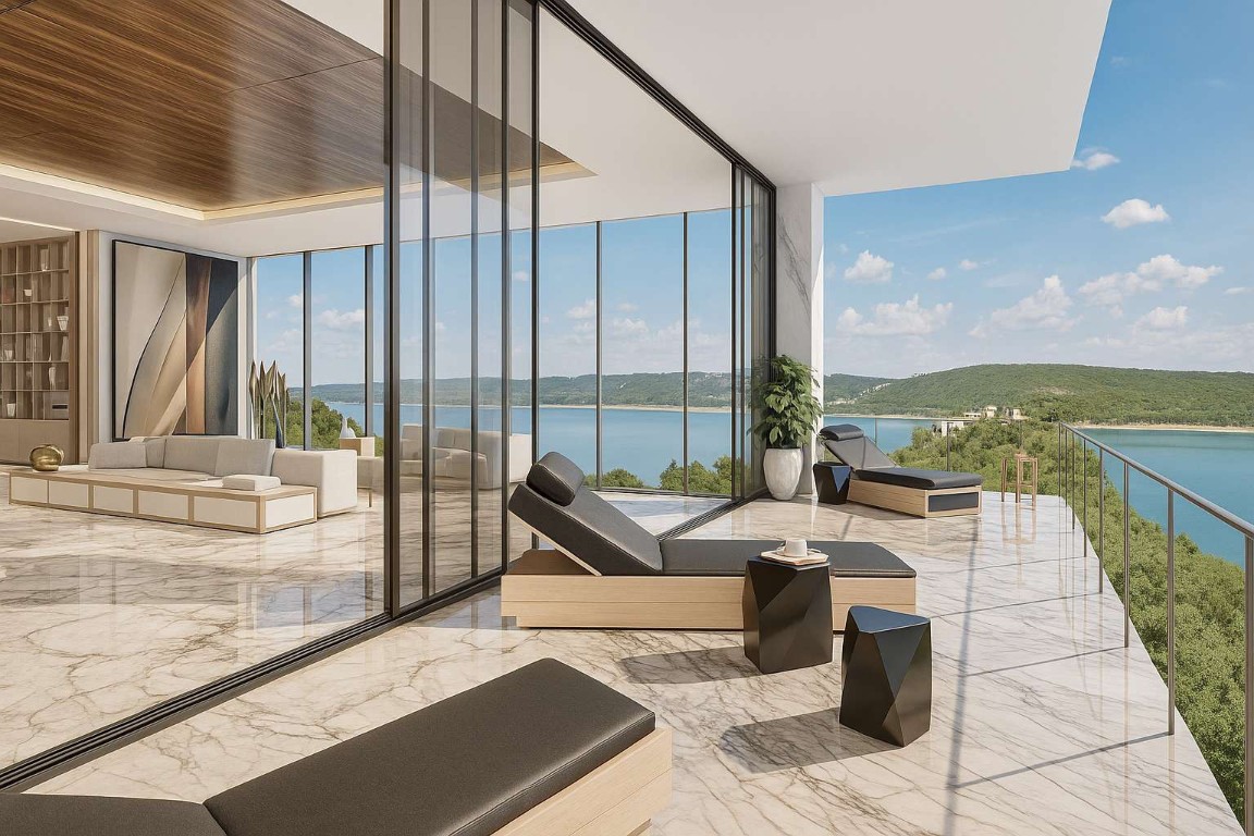 5006 Marshall Ford Road Austin, TX 78732 - Photo 14 of 40 a outdoor space with patio the couches and dining table with garden view