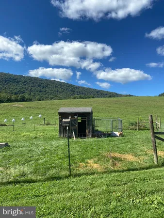a view of a garden with a building in the background