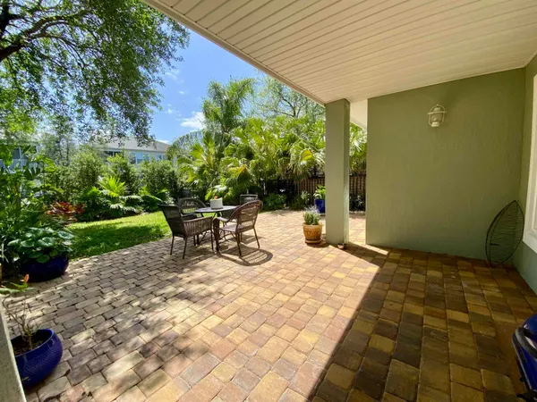 a outdoor view with a seating space