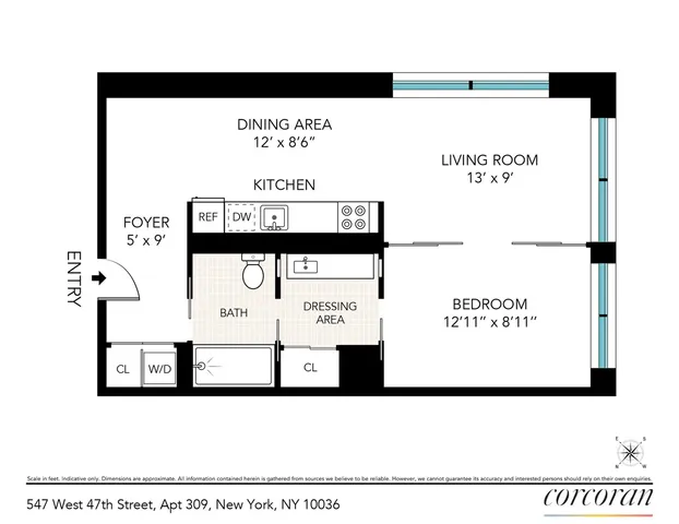 $949,000 | 547 West 47th Street, Unit 309 | Hell's Kitchen