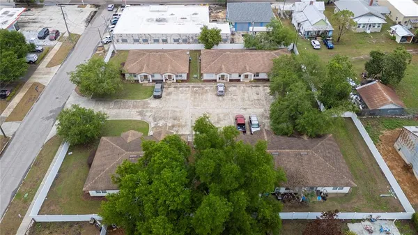 an aerial view of a house