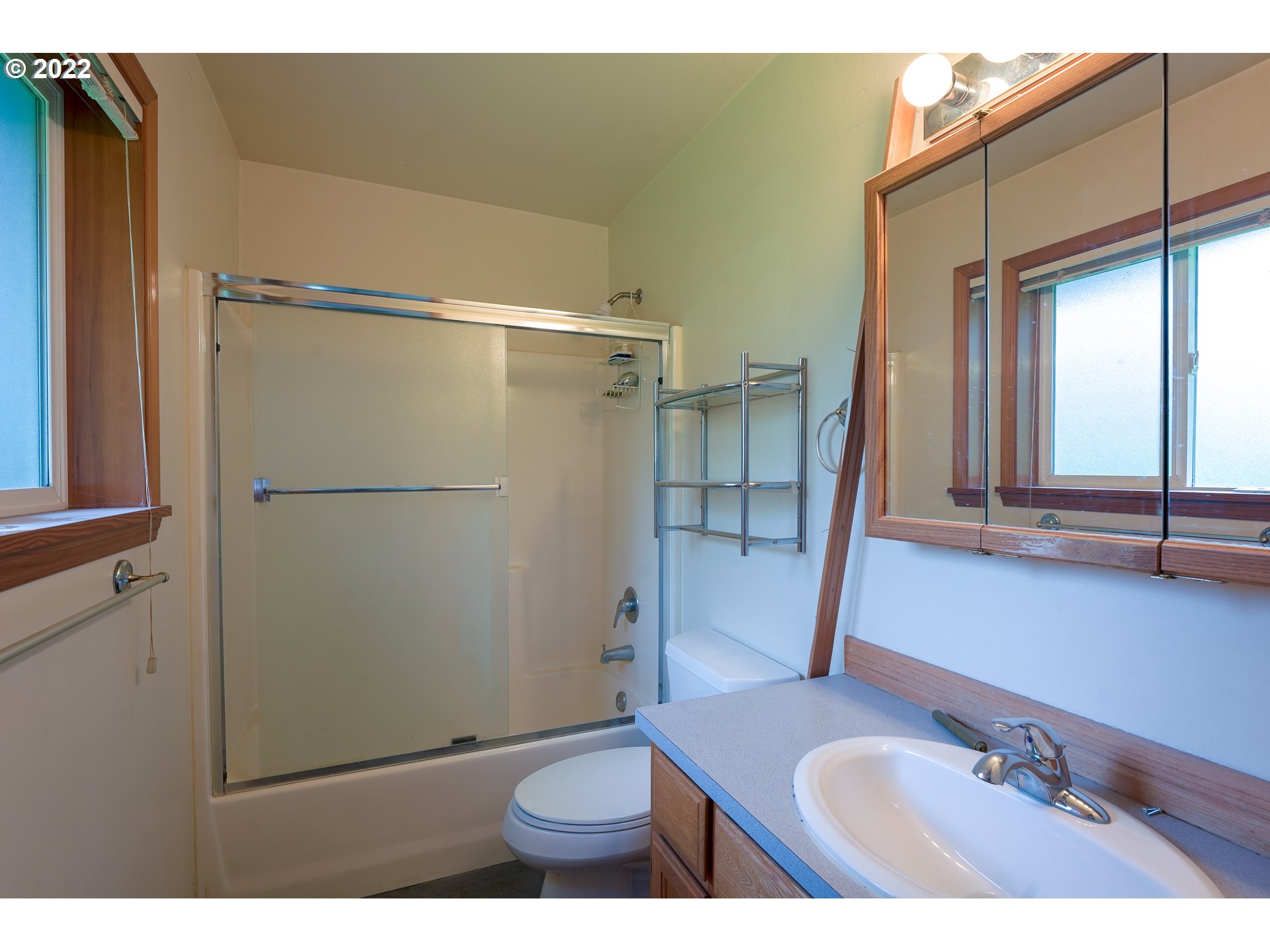79774 Lower Nehalem Road Seaside, OR 97138 - Photo 19 of 32 a bathroom with a sink toilet a mirror and shower