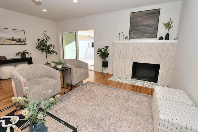 a living room with furniture