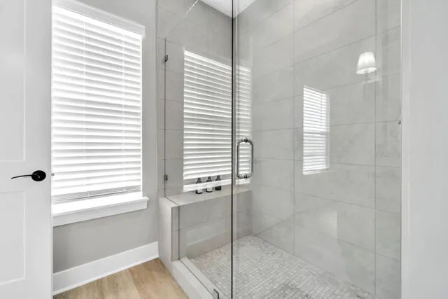 a bathroom with a shower