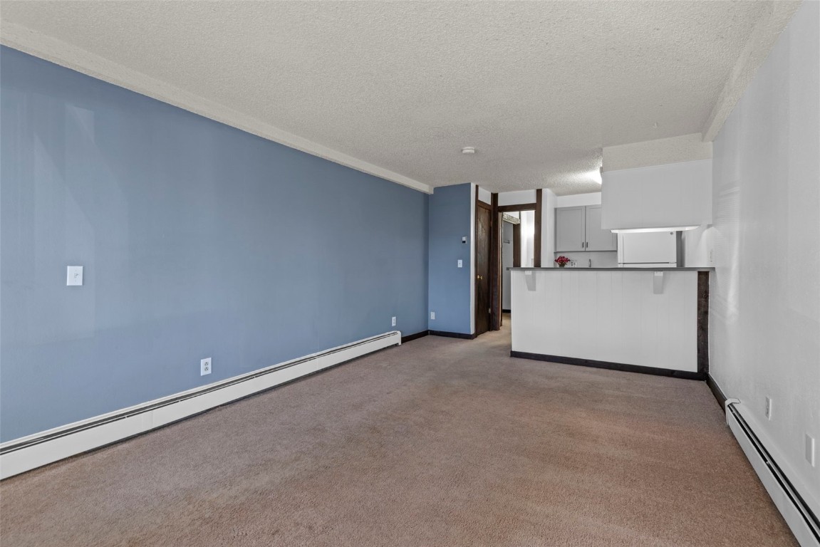 7307 Ryan Gulch Road, Unit 7307 Silverthorne, CO 80498 - Photo 14 of 20 a view of a kitchen with refrigerator and white cabinets