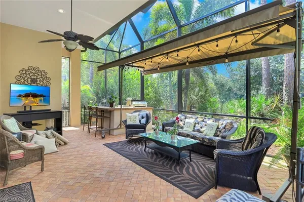 a outdoor living space with furniture