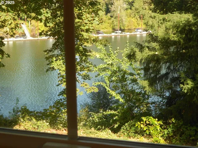 a view of lake from a window