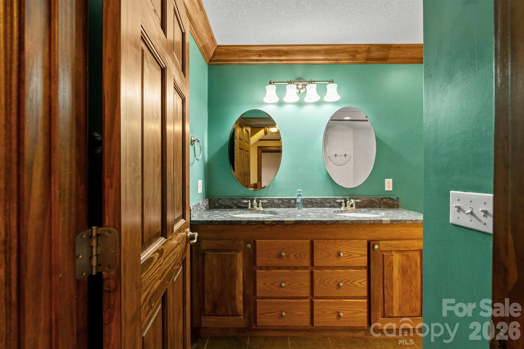 22 Pear Tree Lane Leicester, NC 28748 - Photo 26 of 47 a bathroom with a vanity and a mirror