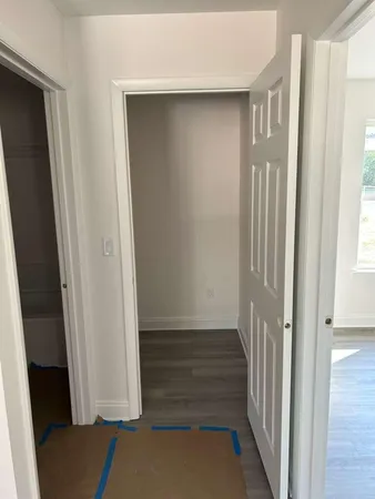 a view of wooden door