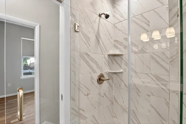 a bathroom with a shower