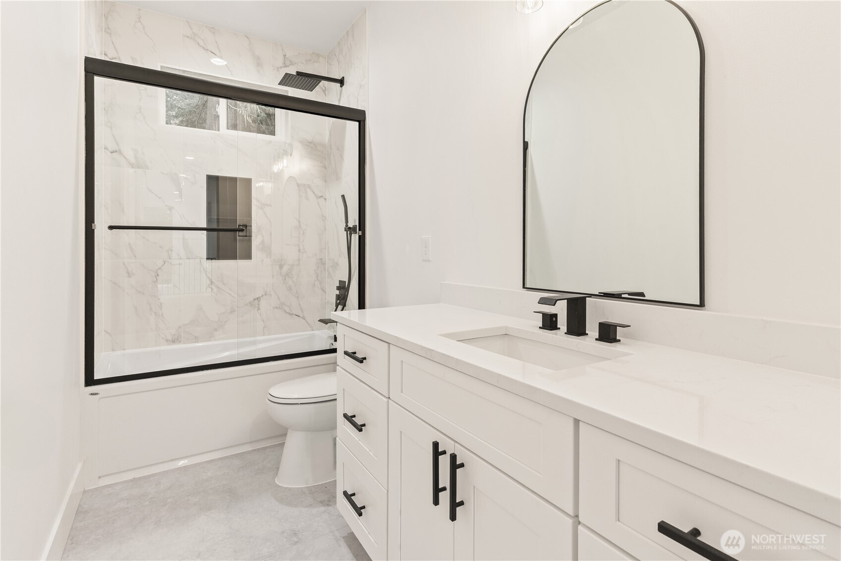 3 Acorn Place Bellingham, WA 98229 - Photo 22 of 35 a bathroom with a granite countertop sink mirror vanity and toilet