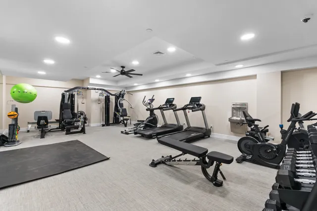 a view of a room with gym equipment