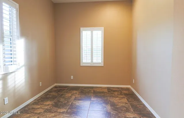 a view of a room with a window