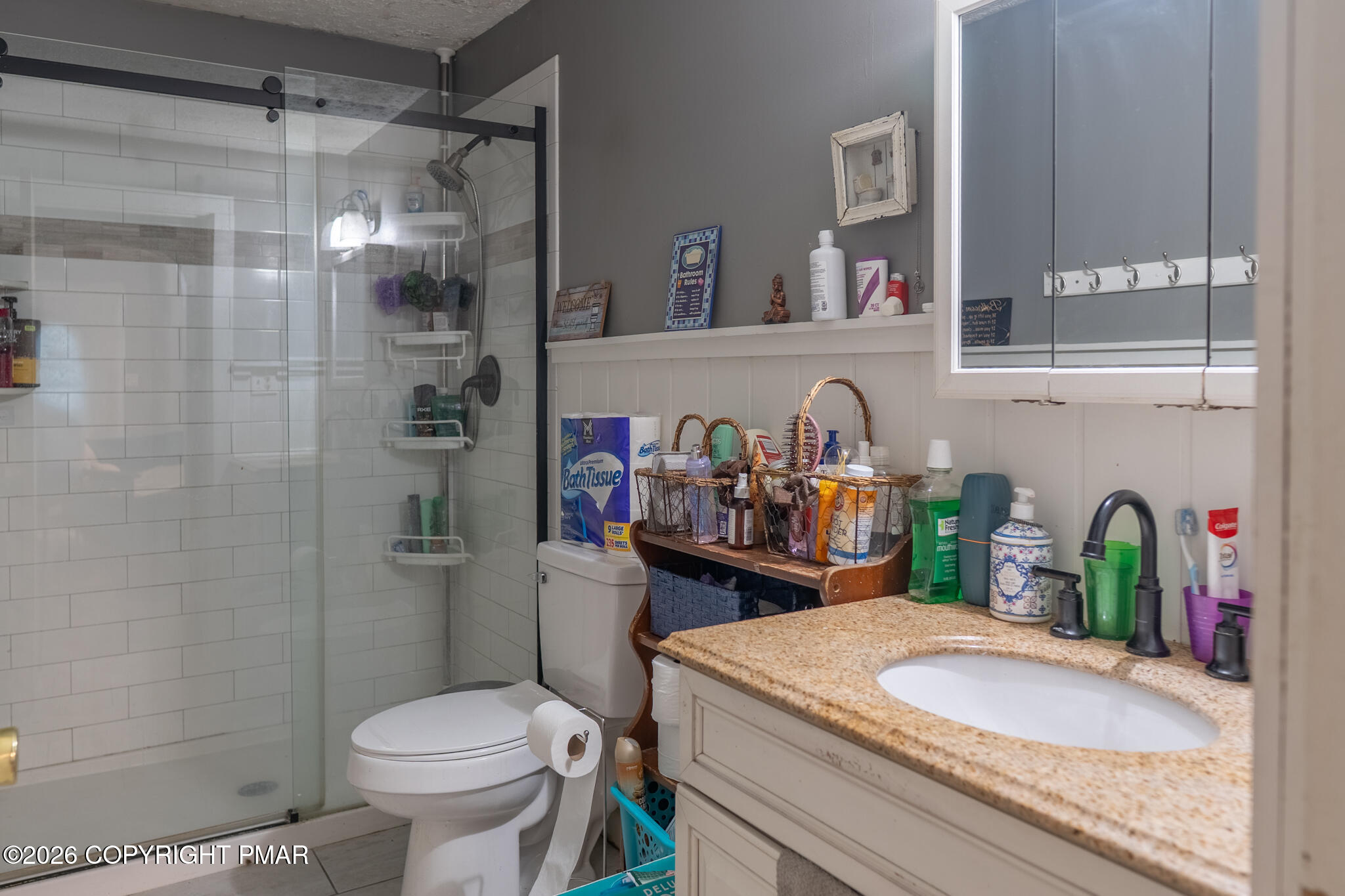 106 Independence Road East Stroudsburg, PA 18301 - Photo 14 of 30 a bathroom with a granite countertop sink vanity mirror and toilet