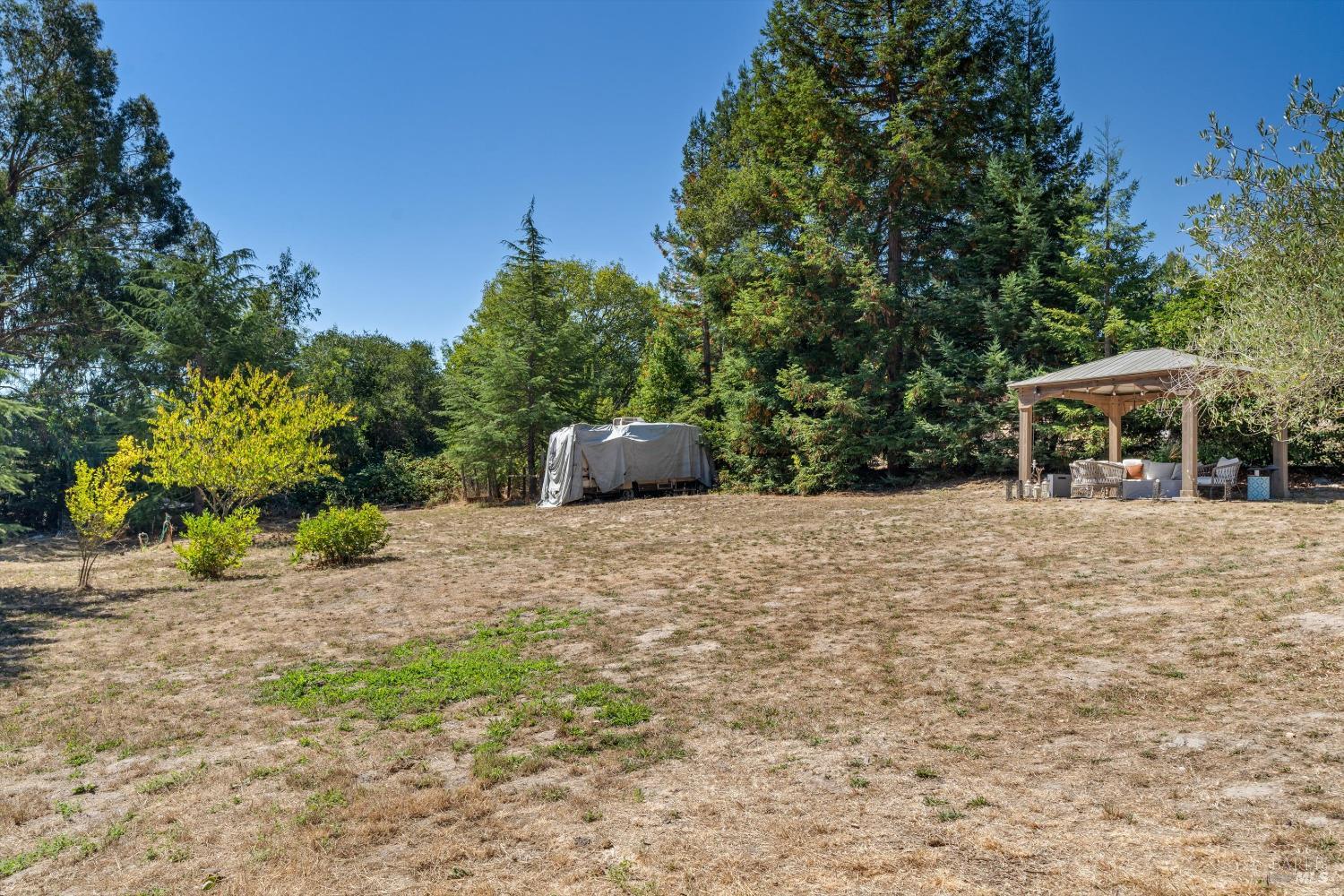 8061 Elphick Road Sebastopol, CA 95472 - Photo 26 of 40 a backyard of a house with lots of green space