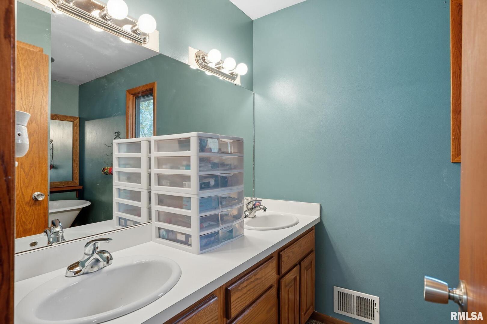 8039 Hazel Road Morrison, IL 61270 - Photo 16 of 39 a bathroom with a sink vanity and a mirror