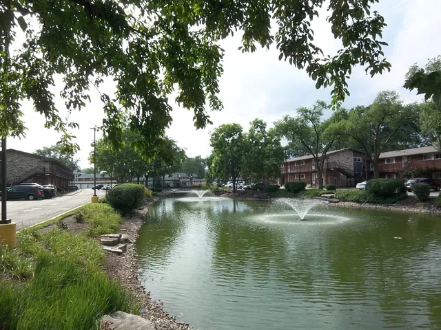 a view of a lake with houses