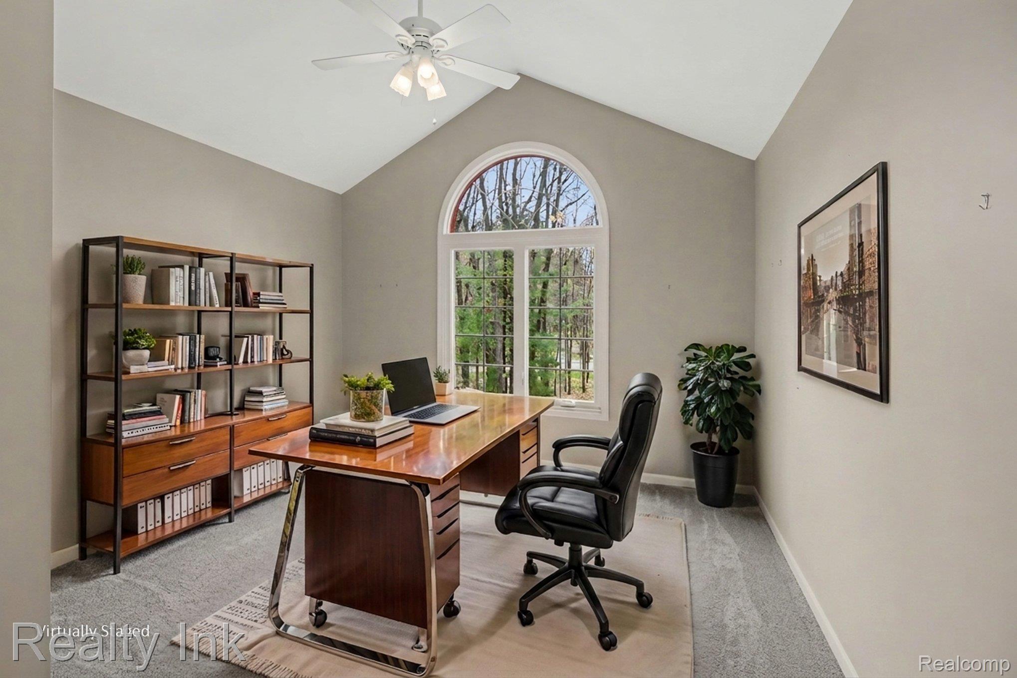 4927 Nature View Court Howell, MI 48843 - Photo 10 of 19 Office featuring a ceiling fan and light colored carpet