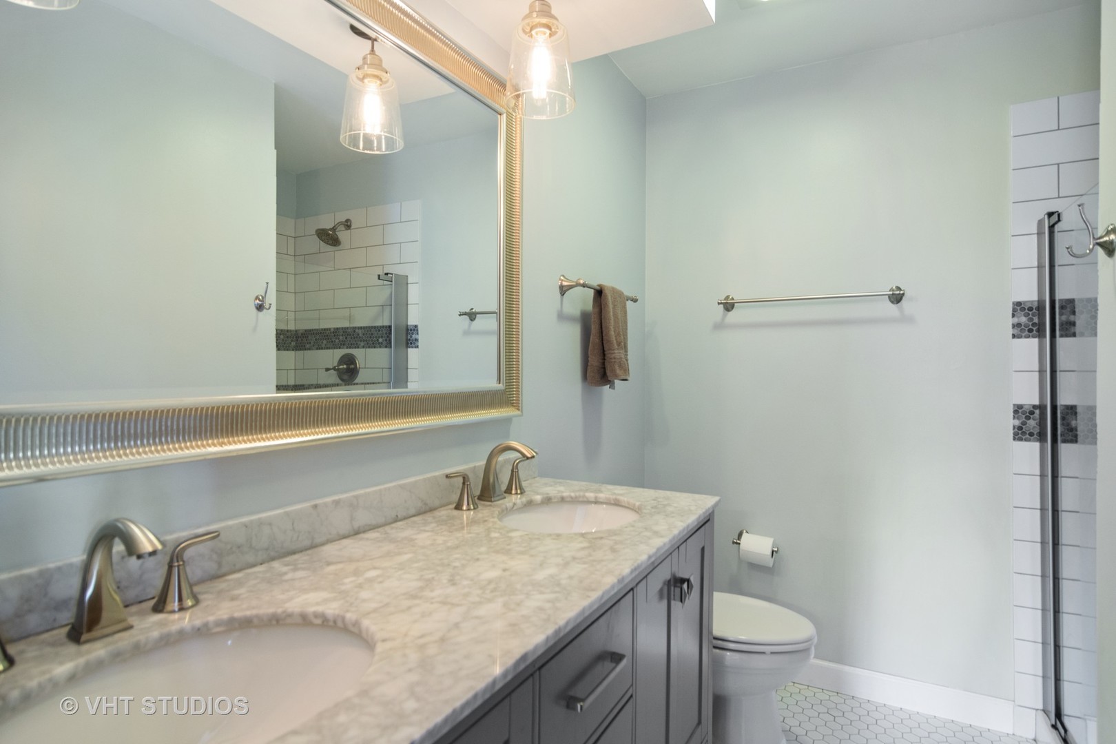 1 Applejack Road Rolling Meadows, IL 60008 - Photo 13 of 22 a bathroom with a granite countertop sink a toilet and a mirror