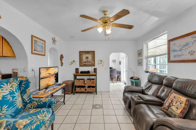 a living room filled with furniture
