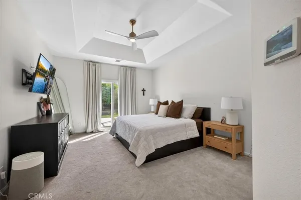 an aerial view of a house with a garden