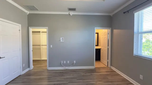 an empty room with closet