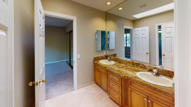 an empty room with fan