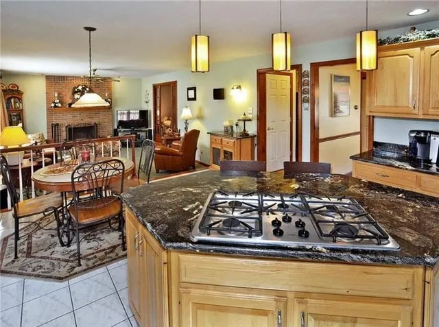 a kitchen with lots of counter top space