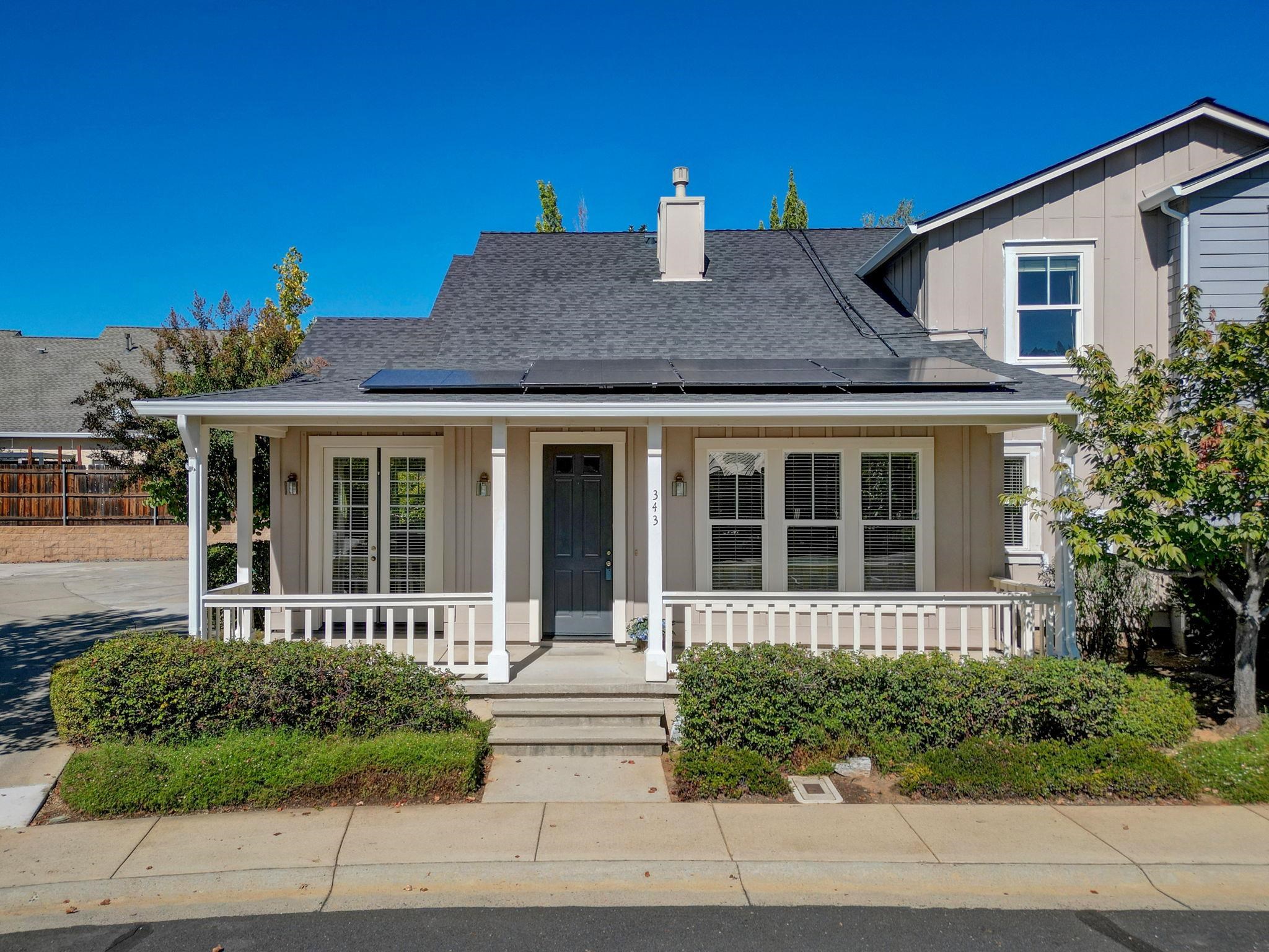 View of front of home featuring covered porch