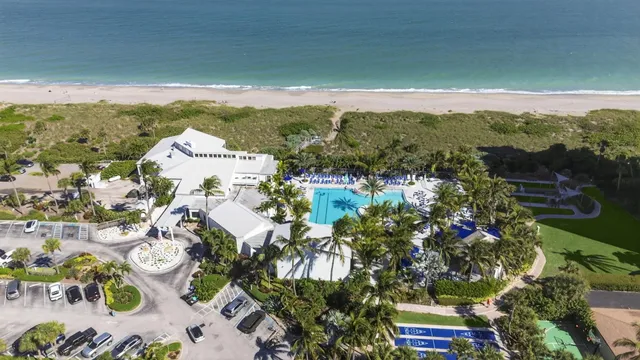 a view of a lake with a city