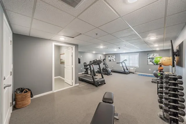 a view of a room with gym equipment