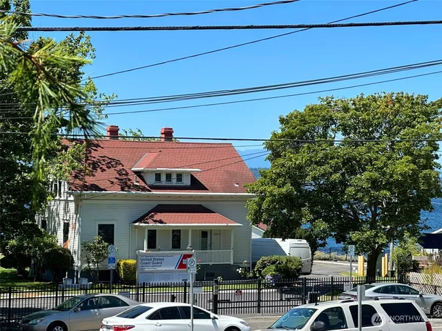 a front view of a building with street
