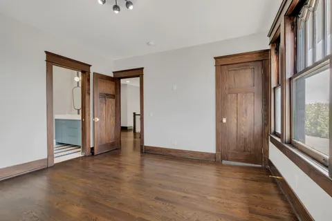 an aerial view of a house